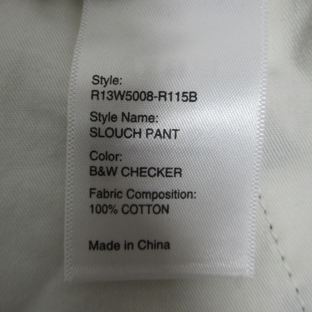 R13 Women's Slouch Pant Black White Checker R13W5008-R115B Size M - Picture 11 of 12